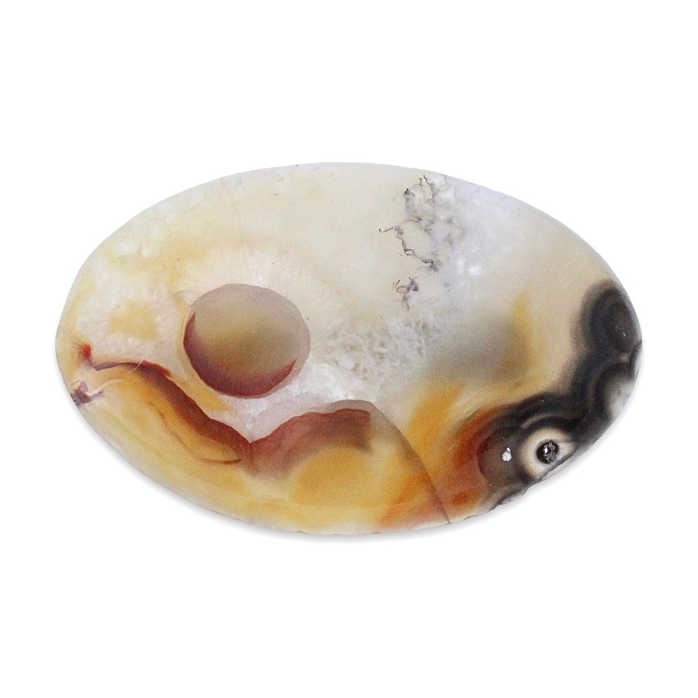 Vintage Dendritic Agate Brooch Large Oval Cabochon Gemstone Specimen Pin
